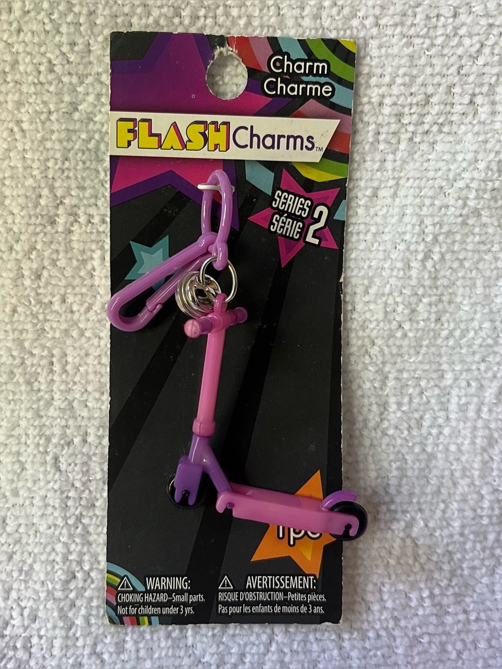 Flash Charms Plastic Bell Clip Retro 80s - Pink And Purple Scooter New
